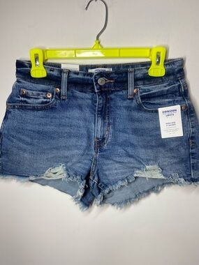 Levi's Blue Distressed High-Rise Denim Shorts